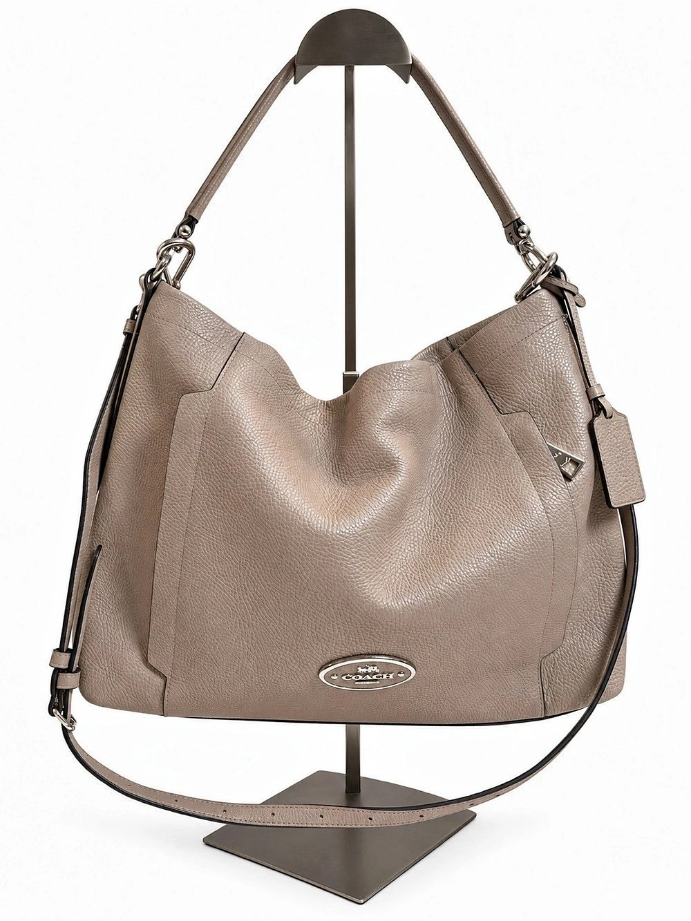 Coach Scout Hobo Taupe Pebbled Leather Slouchy Shoulder Crossbody Bag